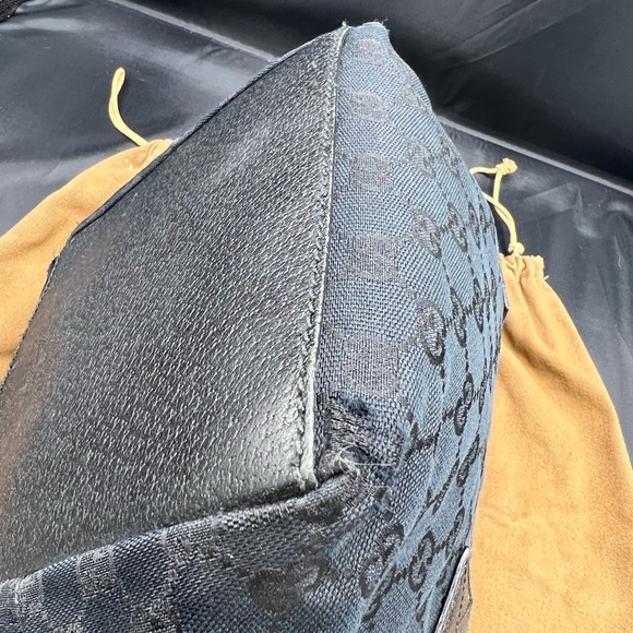 GUCCI Sherry Line GG Pattern Handbag Purse Black Green Red - Picture 5 of 10